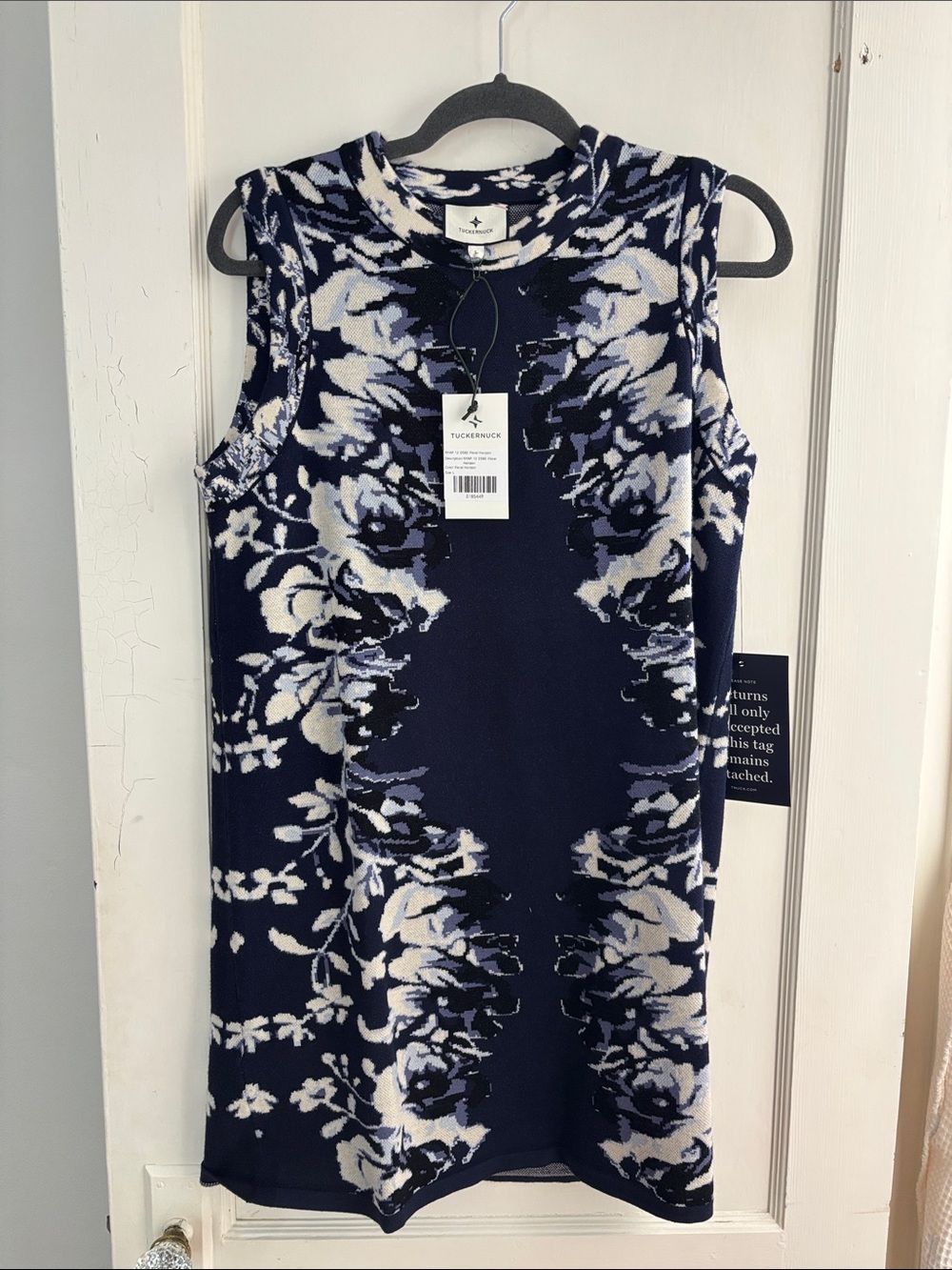 Tucker + Tate Navy and White Floral Knit Sleeveless Shift